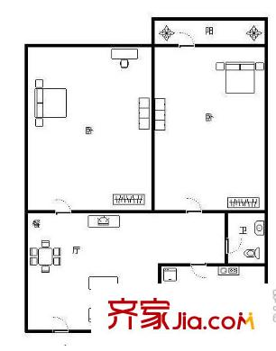 劉家場小區(qū)戶型圖221 2室2廳1衛(wèi)1廚