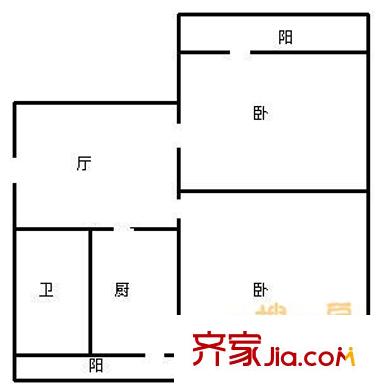 啤酒廠宿舍 2室 戶型圖
