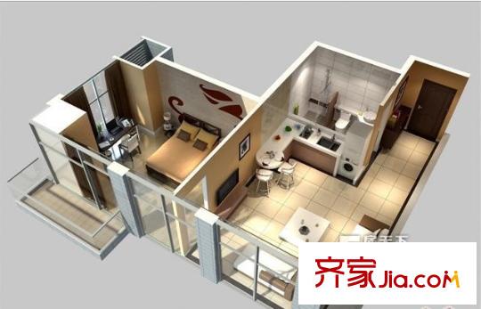 魯商國奧城（公寓）戶型圖一室一廳一衛(wèi)74.31平米戶型 