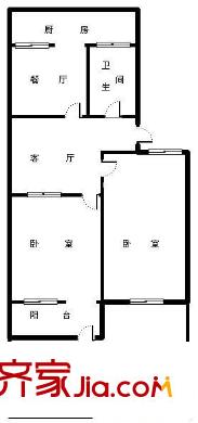 二七新村街道辦事處宿舍 2室 戶型圖