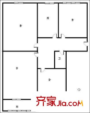 二七新村街道辦事處宿舍 4居室 戶型圖