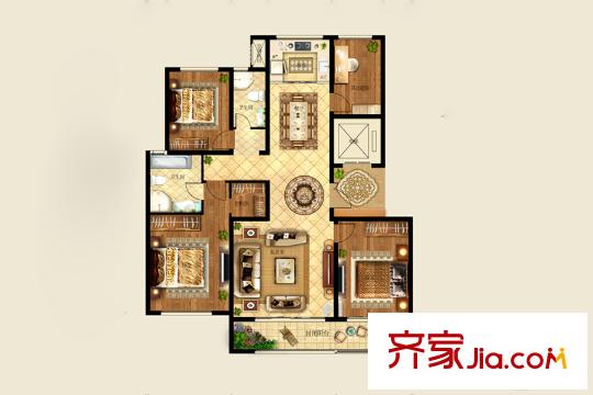 財富中心B3地塊15號16號樓E-1戶型 4室2廳2衛(wèi)1廚
