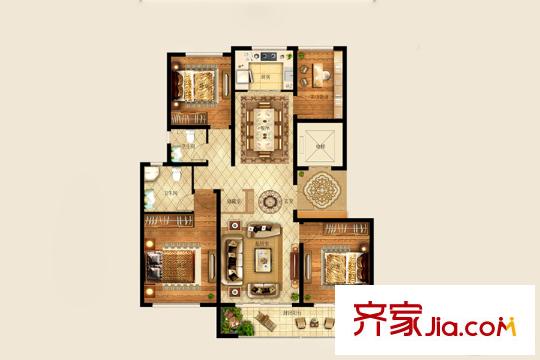 財富中心B3地塊9號16號17號樓G戶型 4室2廳2衛(wèi)1廚