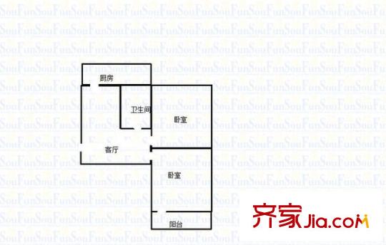 七里山文化局宿舍 2室 戶型圖