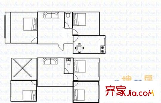 無(wú)影山中路教委宿舍 5室 戶型圖