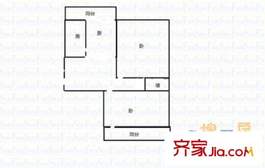 無(wú)影山中路教委宿舍 2室 戶型圖