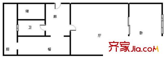 同福街小區(qū) 1居室 戶型圖