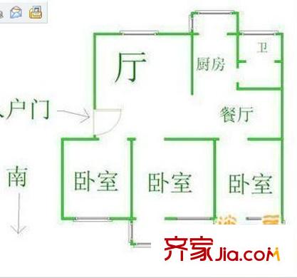 山東經(jīng)濟學院宿舍 3室 戶型圖