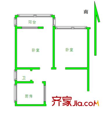 山東經(jīng)濟(jì)學(xué)院宿舍 2室 戶型圖