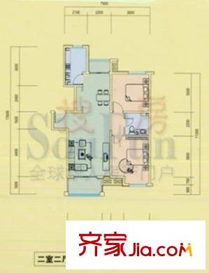 山東經(jīng)濟學院宿舍 2室 戶型圖