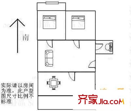 龍海花園 2室 戶型圖