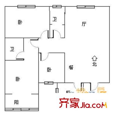 泉苑文景軒戶型圖泉苑?文景軒 3室 戶型圖 3室2廳2衛(wèi)1廚