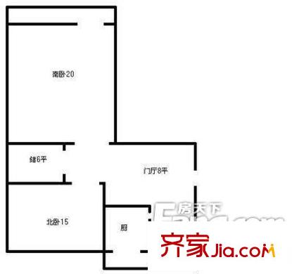 山師北街單位宿舍戶型圖戶型圖 2室1廳1衛(wèi)1廚