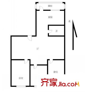經(jīng)六緯一單位宿舍 3室 戶型圖