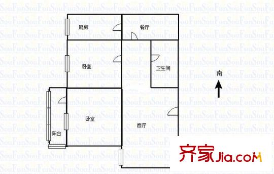 名人時(shí)代商務(wù)區(qū) 2室 戶(hù)型圖