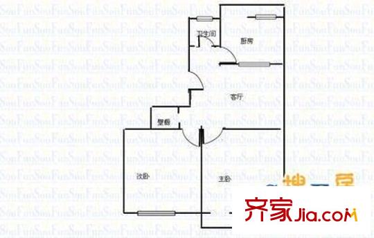 大明湖北門宿舍戶型圖大明湖北門單位宿舍 2室 戶型圖 2室1廳1衛(wèi)1廚