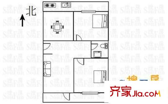 都市花園 2室 戶型圖