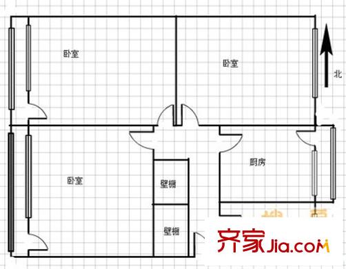 濟(jì)南飯店宿舍 3室 戶型圖
