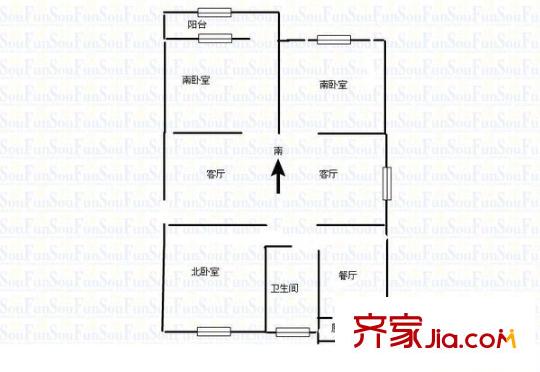 濟(jì)南飯店宿舍 3室 戶型圖