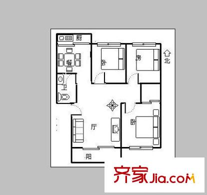 英雄山路質(zhì)監(jiān)局宿舍 3居室 戶(hù)型圖