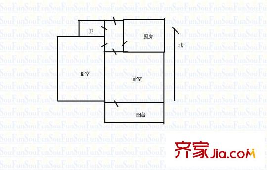 銅元局前街宿舍 2室 戶型圖