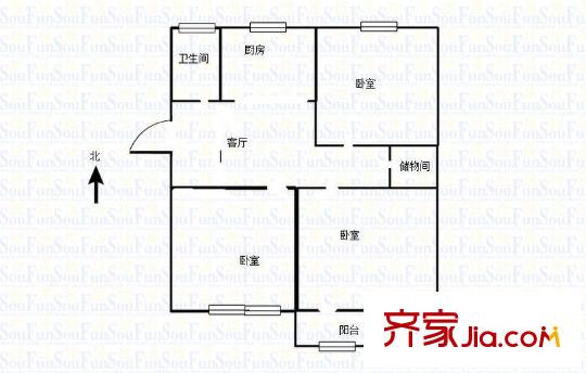 三角線鐵路宿舍 3室 戶型圖