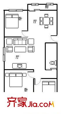 無影山中路教委宿舍 3室 戶型圖