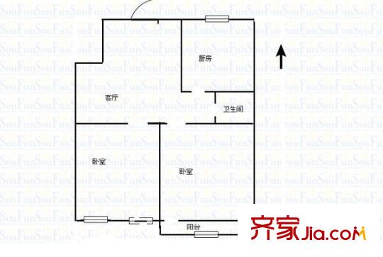 同福街小區(qū) 2室 戶型圖
