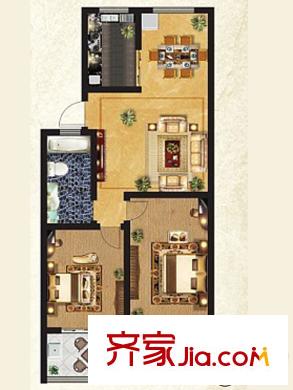景嘉山莊戶型圖戶型圖 2室2廳1衛(wèi)1廚