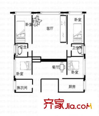 泉苑文景軒戶型圖泉苑?文景軒 2室 戶型圖 2室2廳1衛(wèi)1廚