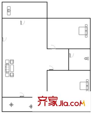 都市花園 2室 戶型圖
