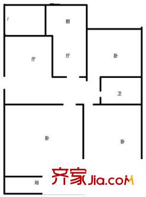 濟(jì)微路公路局宿舍 3室 戶型圖