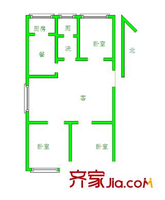 濟(jì)南飯店宿舍 2室 戶(hù)型圖