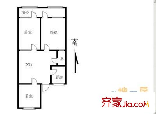 濟(jì)南飯店宿舍 3室 戶(hù)型圖