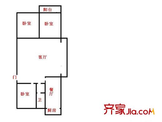濟(jì)南飯店宿舍 3室 戶型圖