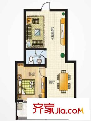 金石鑫小區(qū)戶型圖A戶型 1室2廳1衛(wèi)