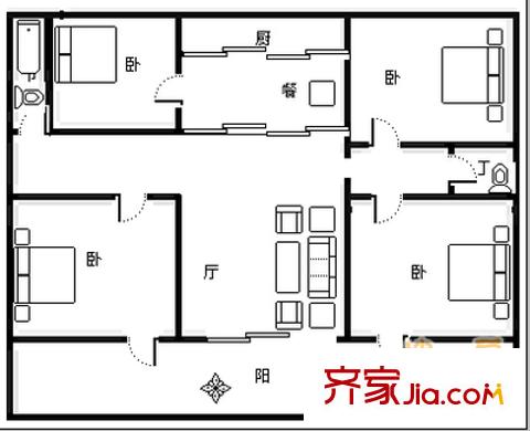 閔子騫路榮軍醫(yī)院宿舍戶型圖閔子騫路榮軍醫(yī)院 4室 戶型圖 4室2廳2衛(wèi)1廚