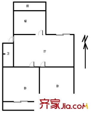 閔子騫路榮軍醫(yī)院宿舍戶型圖閔子騫路榮軍醫(yī)院 2室 戶型圖 2室2廳1衛(wèi)1廚