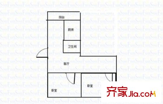 省科學(xué)院宿舍 2室 戶型圖