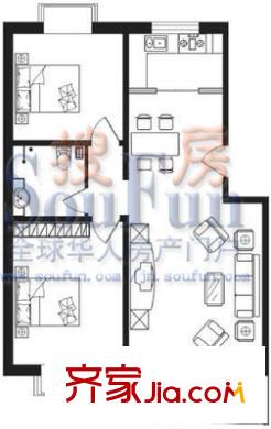 開(kāi)元西區(qū) 2室 戶型圖