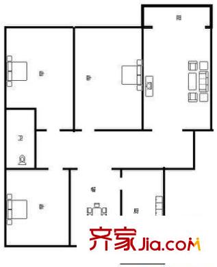 開元西區(qū) 3室 戶型圖