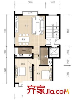 陽(yáng)明山莊戶型圖A戶型 2室2廳1衛(wèi)1廚