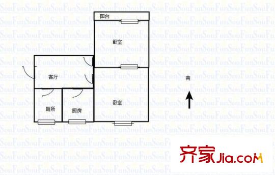 銅元局前街宿舍 2室 戶型圖
