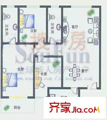 歷山苑戶型圖5單元三室兩廳兩衛(wèi) 3室2廳2衛(wèi)