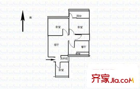經(jīng)十一路英雄山段宿舍戶型圖經(jīng)十一路英雄山段單位宿舍 3室 戶型圖 3室2廳1衛(wèi)1廚