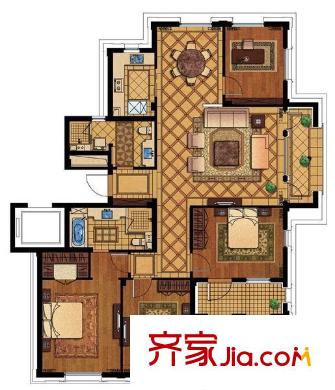 晨曦嘉園戶型圖晨曦家園 4室 戶型圖 4室2廳2衛(wèi)1廚