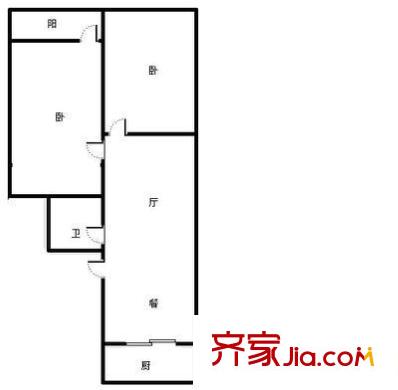 解放東路冶金研究院宿舍 2室 戶型圖