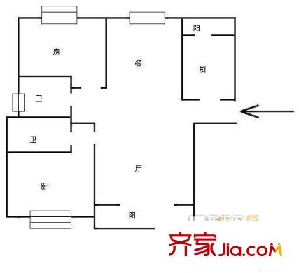 勞教所宿舍 2居室 戶型圖