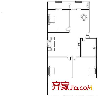 勞教所宿舍 3居室 戶型圖