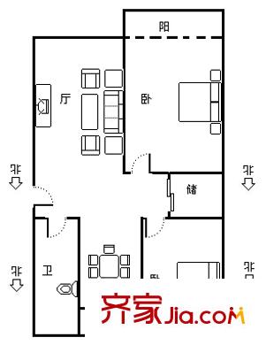 經十一路千佛山段宿舍戶型圖經十一路千佛山段單位宿舍 2室 戶型圖 2室2廳1衛(wèi)1廚